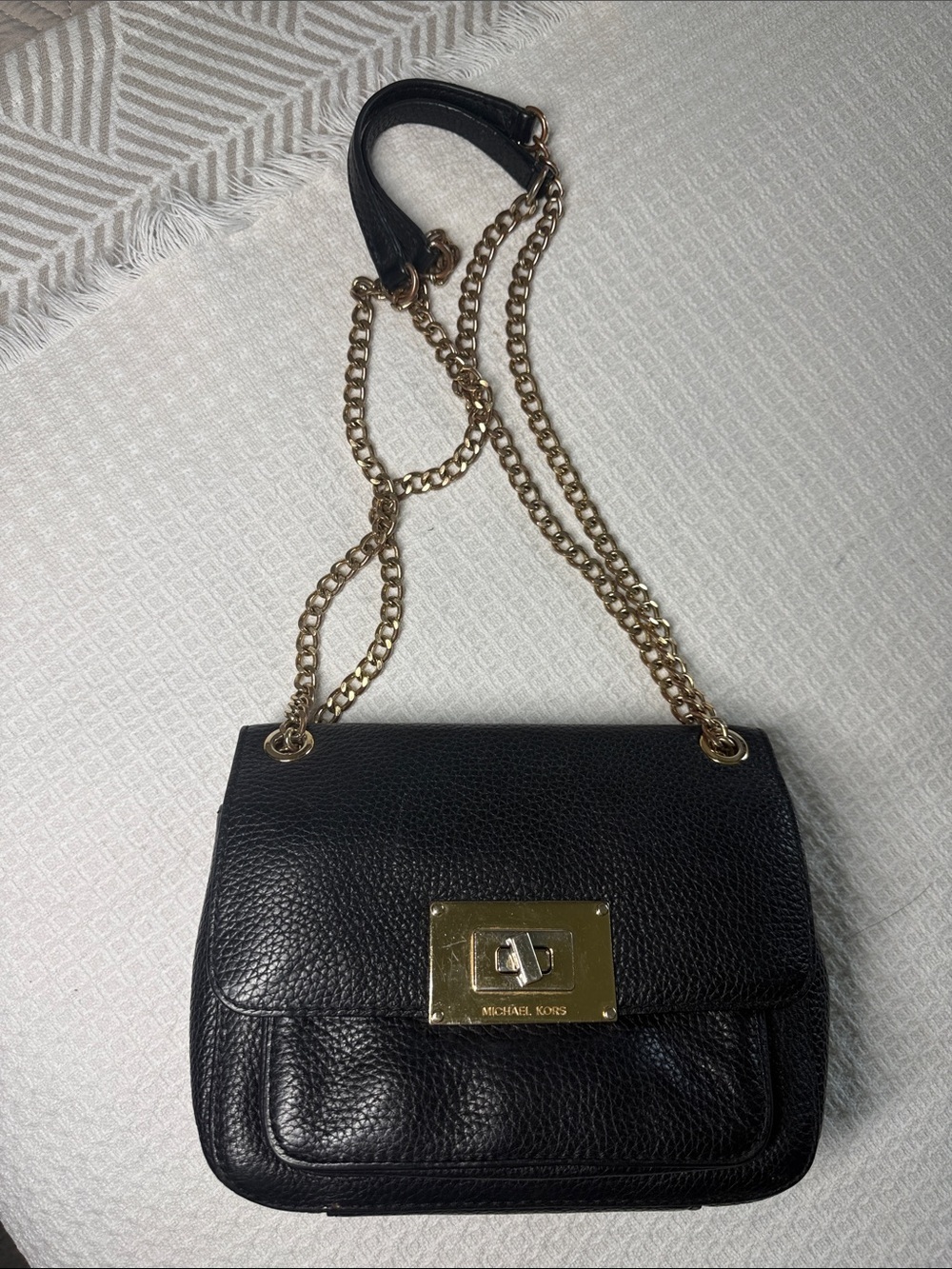 Michael Kors black pebbled leather shoulder or crossbody small bag